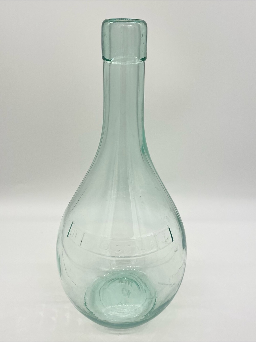Vintage DF Vino Ditalia Light Green Glass Bottle Vase